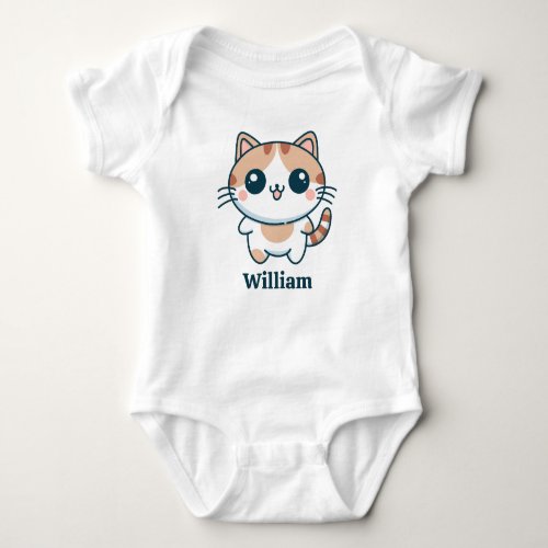 Cute Cartoon Calico Cat Personalized Baby Bodysuit