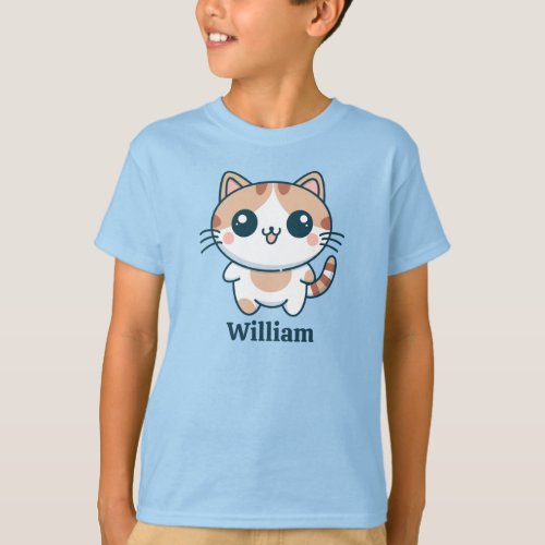 Cute Cartoon Calico Cat Personalized T_Shirt