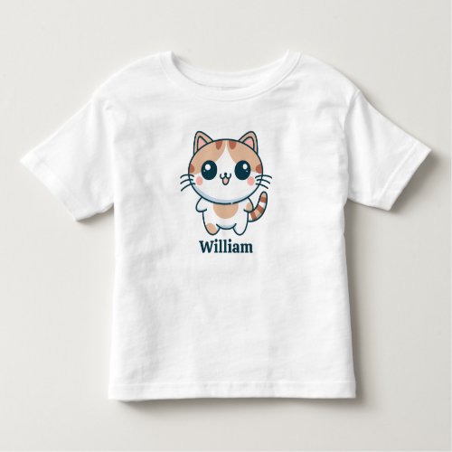 Cute Cartoon Calico Cat Personalized Toddler T_shirt