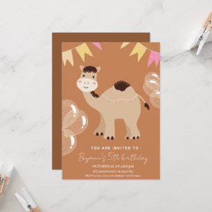 Cute cartoon camel birthday invitation