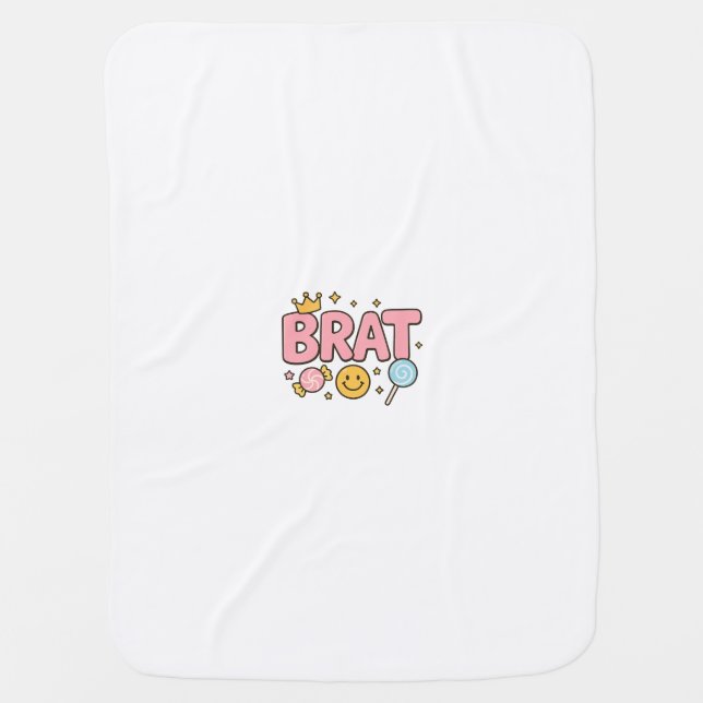 Cute Cartoon Candy and Crown  Baby Blanket (Front)