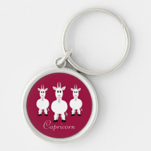 Cute Cartoon Capricorn Zodiac Goats Customizable Keychain