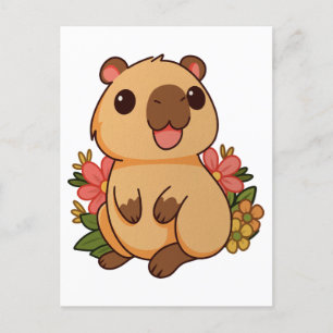Cute Cartoon Capybara Drawing Postcard