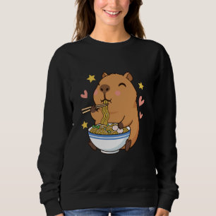Cute Cartoon Capybara Eating Ramen with Chopsticks Sweatshirt