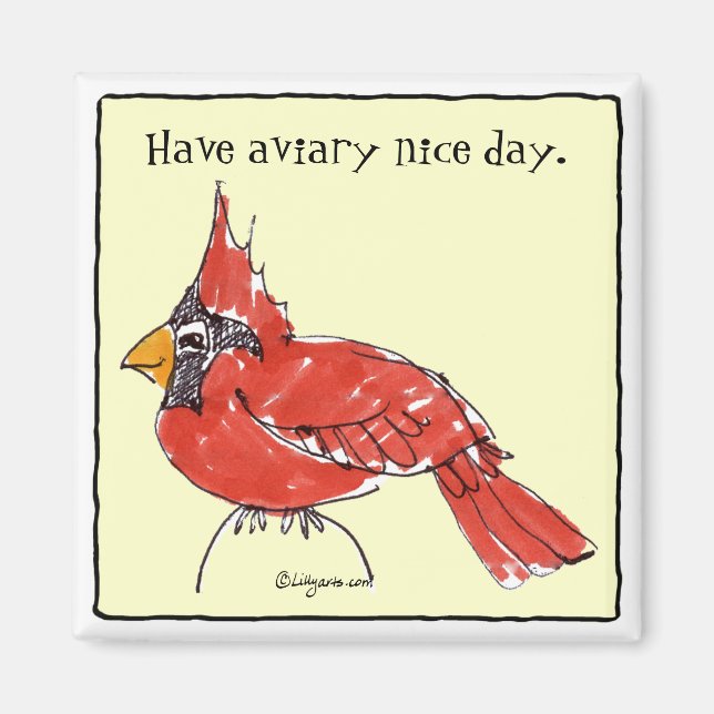Cute Cartoon Cardinal Personalized Magnet (Front)
