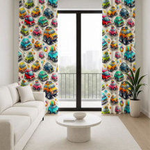 Cute Cartoon Cars Colorful Kids Nursery Curtain