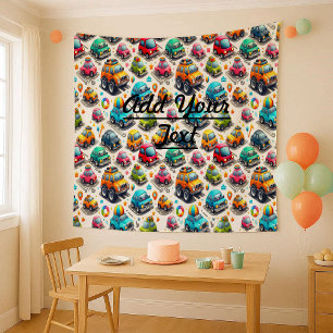 Cute Cartoon Cars Colorful Kids Nursery Tapestry