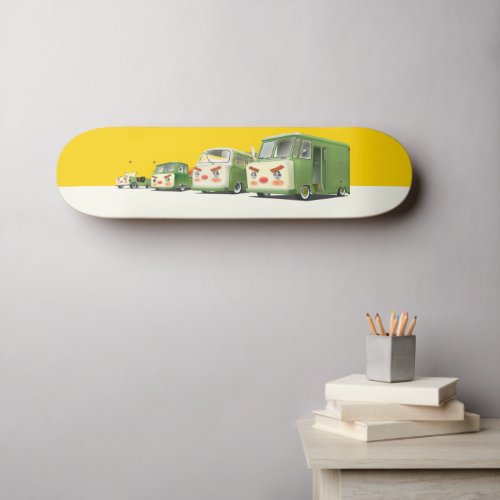 Cute Cartoon Cars Lineup Skateboard