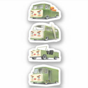 Cute Cartoon Cars Lineup Sticker
