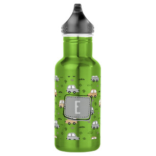Cute Cartoon Cars Personalized Monogram  Stainless Steel Water Bottle
