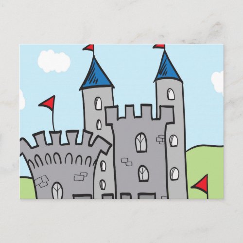 Cute Cartoon Castle Postcard