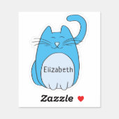 Cute Cartoon Cat Add Name Blue Contour Cut Sticker (Sheet)