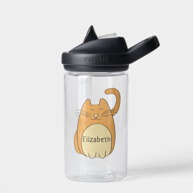 Cute Cartoon Cat Add Name CamelBak Eddy Water Bottle (Left)