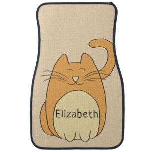 Cute Cartoon Cat Add Name Car Floor Mat