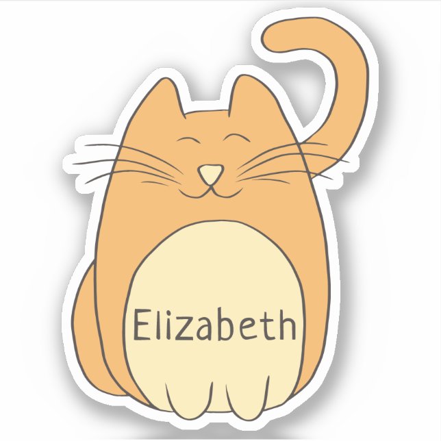 Cute Cartoon Cat Add Name Contour Cut Sticker (Front)