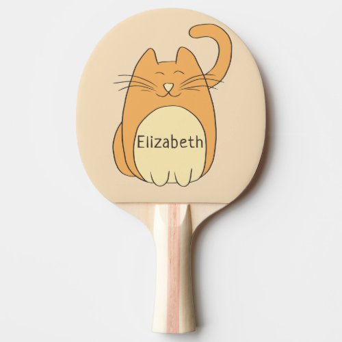 Cute Cartoon Cat Add Name Ping Pong Paddle