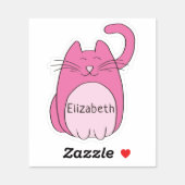 Cute Cartoon Cat Add Name Pink Contour Cut Sticker (Sheet)