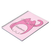 Cute Cartoon Cat Add Name | Pink Notebook (Left Side)