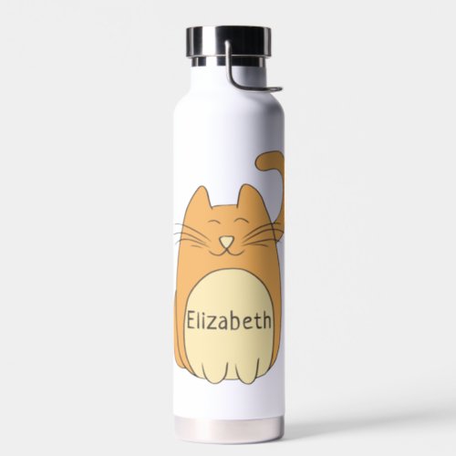 Cute Cartoon Cat Add Name Water Bottle