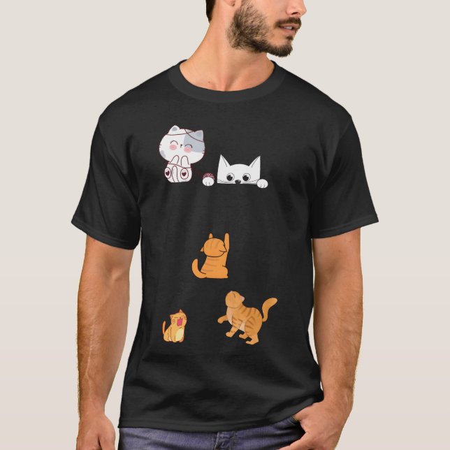 Cute Cartoon Cat Car Sticker Funny Cat Scratch gif T-Shirt (Front)