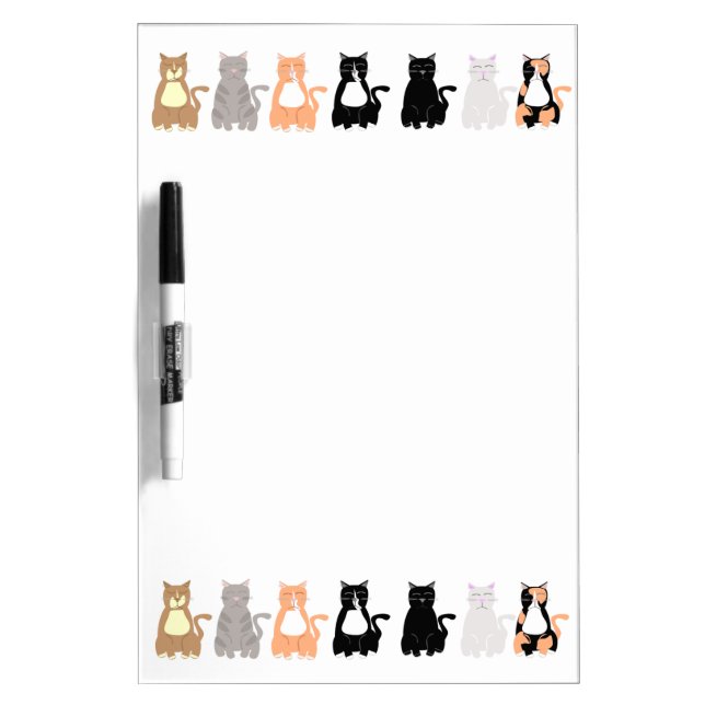 Cute Cartoon Cat Characters Fun Pattern  Dry Erase Board (Front)