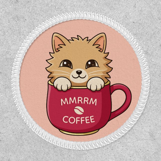 Cute Cartoon Cat Coffee Mug Custom Text Pink Patch (Front)