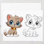 Cute Cartoon cat coloring page (Front/Back)
