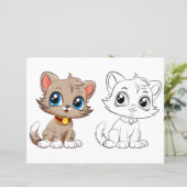Cute Cartoon cat coloring page (Standing Front)