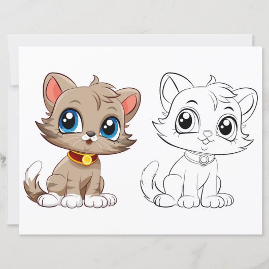 Cute Cartoon cat coloring page (Front)