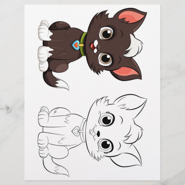Cute Cartoon cat coloring page (Front)