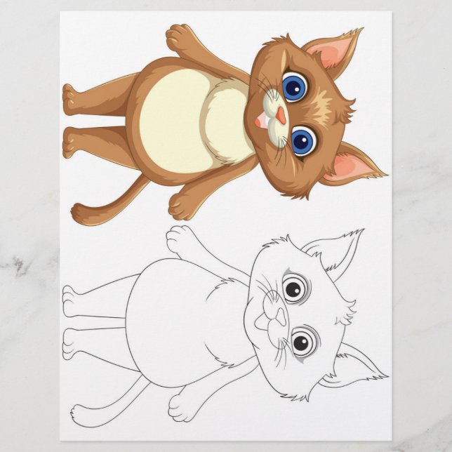 Cute cartoon cat coloring page (Front)