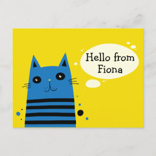 Cute Cartoon Cat Custom Message Personalized Postcard