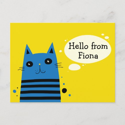 Cute Cartoon Cat Custom Message Personalized Postcard