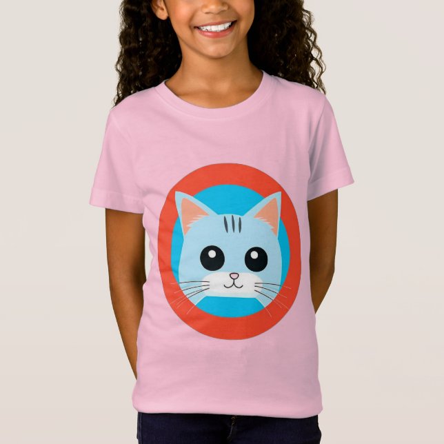 Cute Cartoon Cat Face T-Shirt (Front)