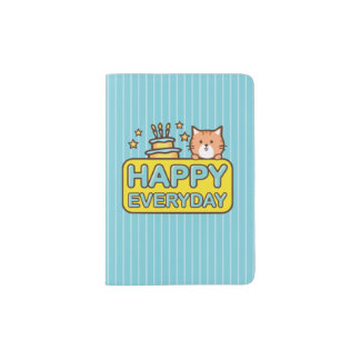 Cute cartoon cat happy everyday passport holder
