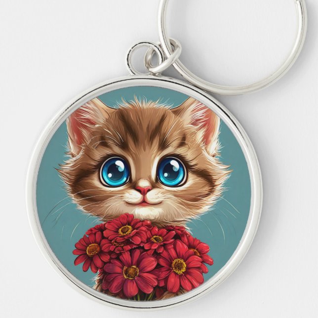 Cute cartoon Cat Keychain (Front)