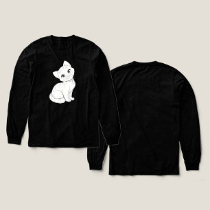 Cute Cartoon Cat Line Art – Adorable Kitty Illustr Tri-Blend Shirt