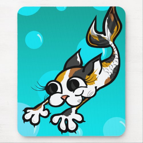 CUTE CARTOON CAT MERMAID MOUSE PAD