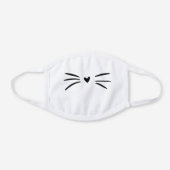Cute Cartoon Cat Nose and Whiskers White Cotton Face Mask (Front)