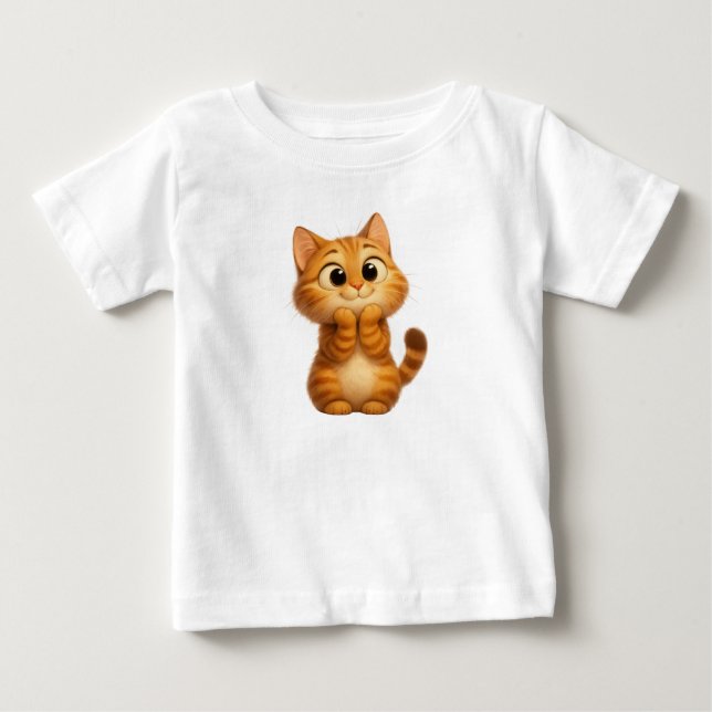 Cute Cartoon Cat,  Orange Tabby Cat Baby T-Shirt (Front)