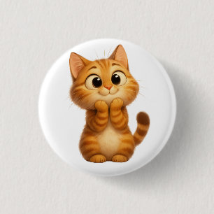 Cute Cartoon Cat, Orange Tabby Cat Button