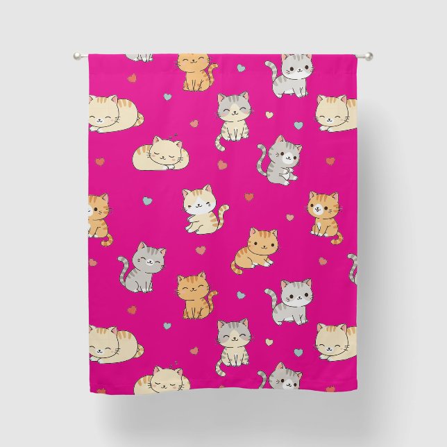 Cute Cartoon Cat Pattern Curtain For Cat Lovers (Front)