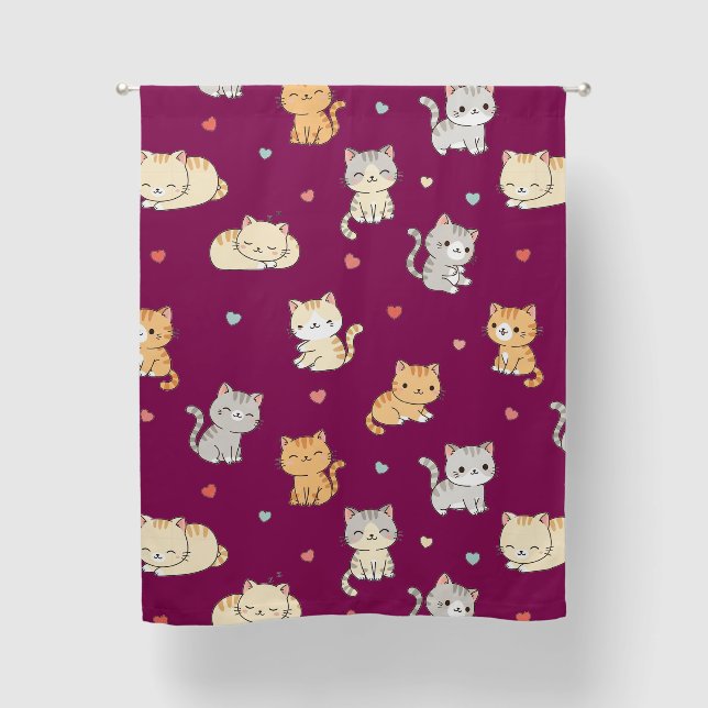 Cute Cartoon Cat Pattern Curtain For Cat Lovers (Front)
