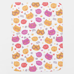 Cute Cartoon Cat Pattern Kids Blanket