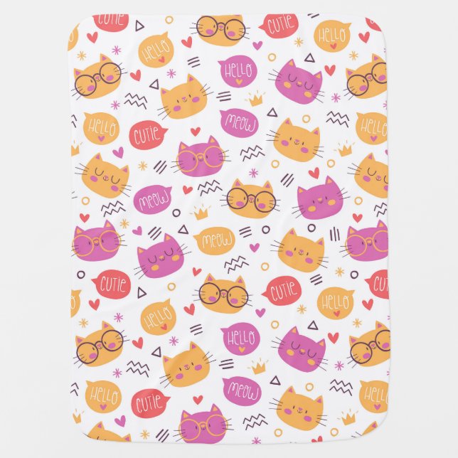 Cute Cartoon Cat Pattern Kids Blanket (Front)