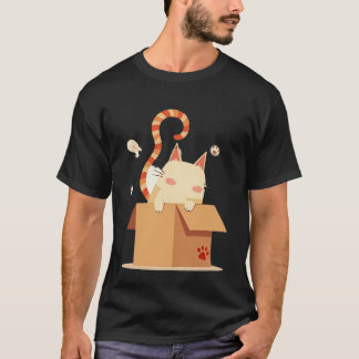 Cute Cartoon Cat Peeking Out of Cardboard Box T-Shirt
