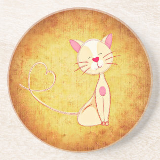 Cute Cartoon Cat Sandstone Coaster