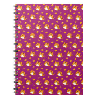 Cute Cartoon Cat Seamless Pattern | Kawaii Orange  Notebook