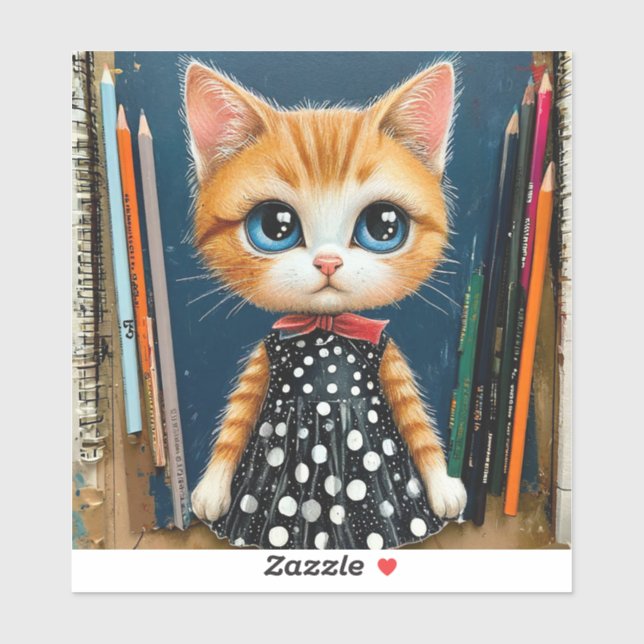Cute cartoon cat sticker (Sheet)