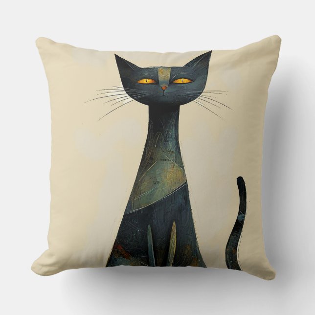 Cute cartoon cat throw pillow (Front)